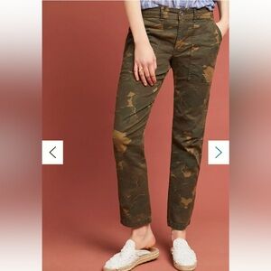Anthropologie Olive Green Camouflage Cropped Pants